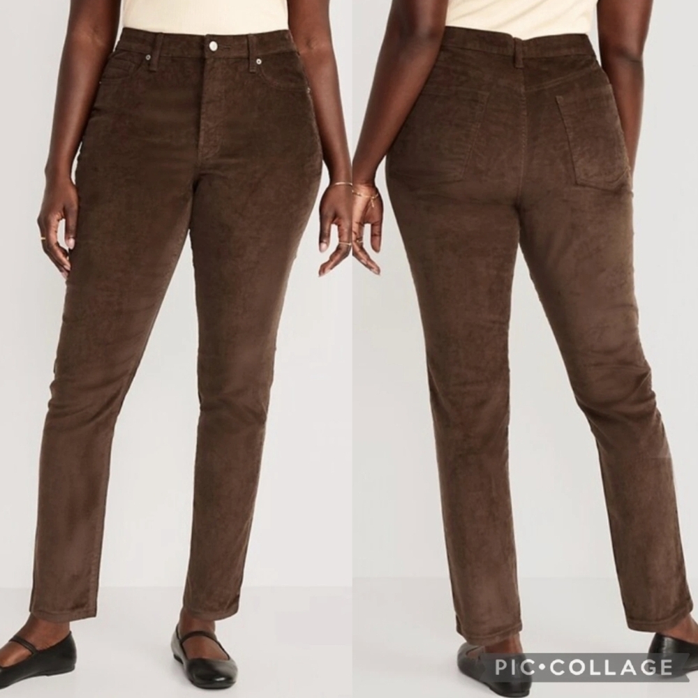 Old Navy Womens Chocolate Corduroy Pants 16 High-Rise OG Straight Preppy Capsule